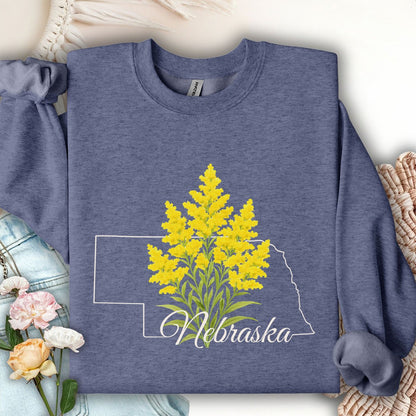 Nebraska State Flower Sweatshirt - Giant Goldenrod