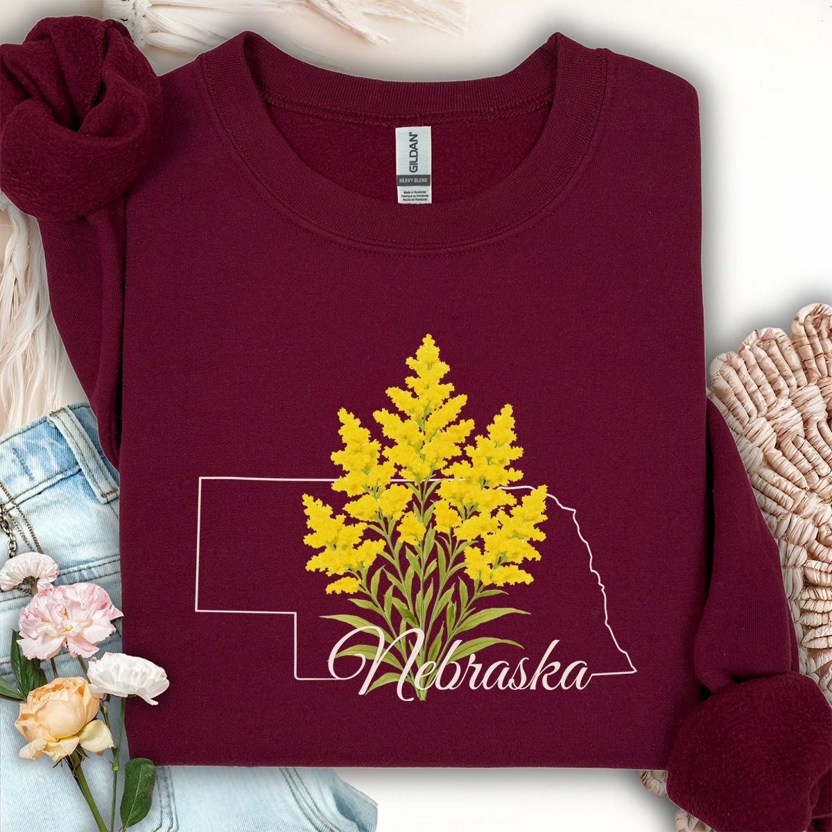 Nebraska State Flower Sweatshirt - Giant Goldenrod