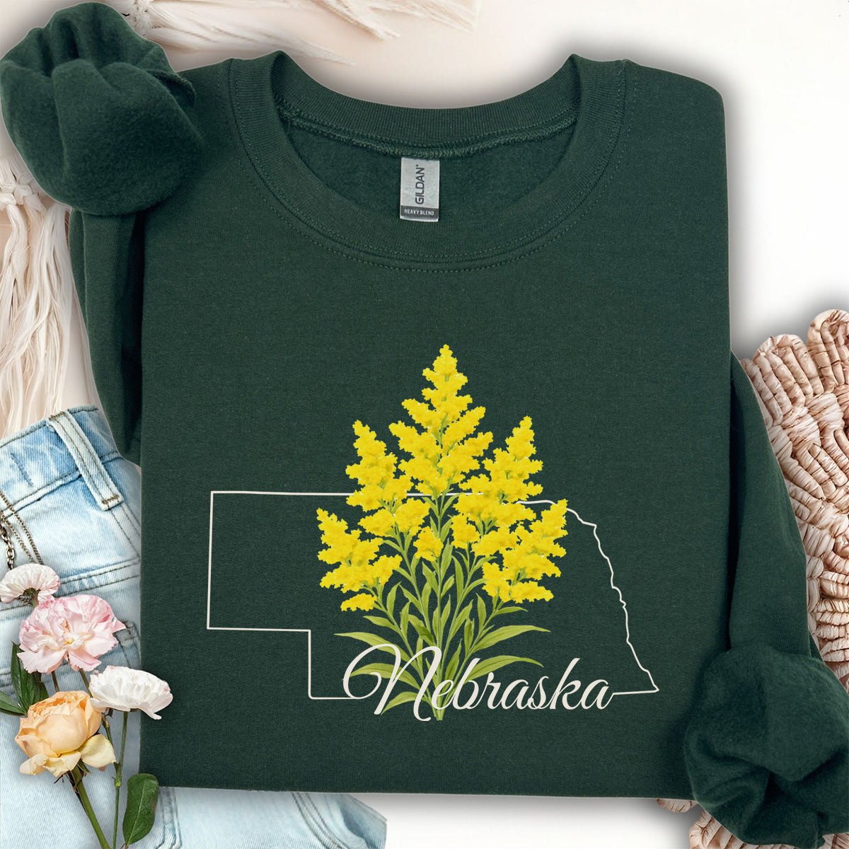 Nebraska State Flower Sweatshirt - Giant Goldenrod