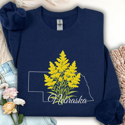 Nebraska State Flower Sweatshirt - Giant Goldenrod