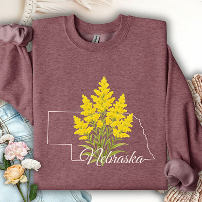 Nebraska State Flower Sweatshirt - Giant Goldenrod