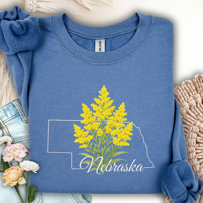 Nebraska State Flower Sweatshirt - Giant Goldenrod