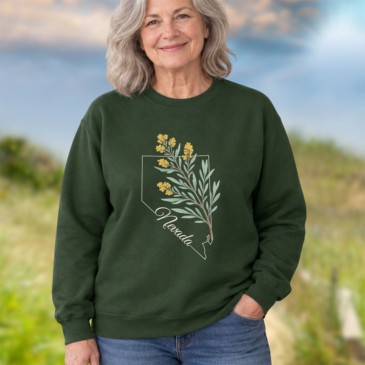 Nevada State Flower Sweatshirt - Sagebrush