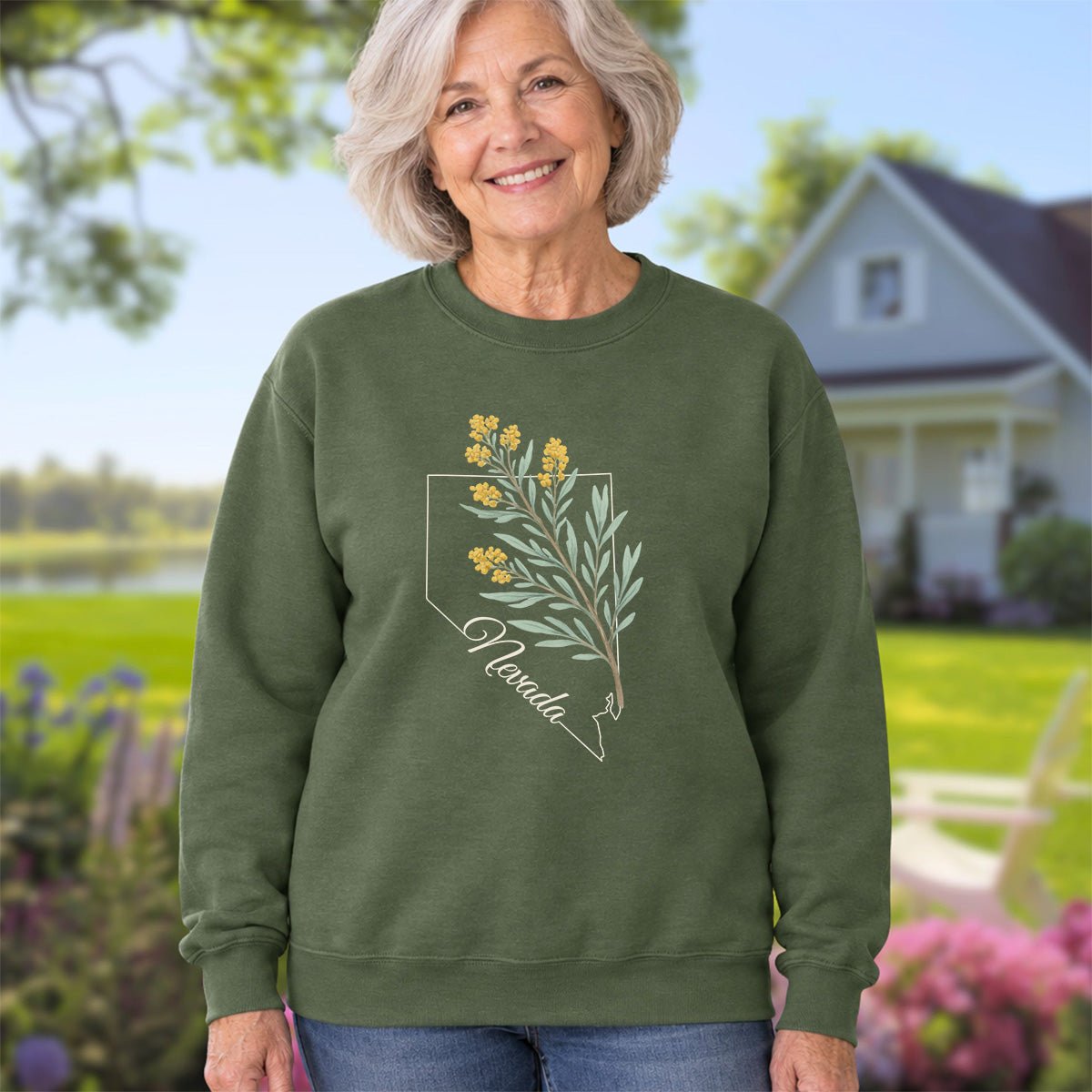 Nevada State Flower Sweatshirt - Sagebrush