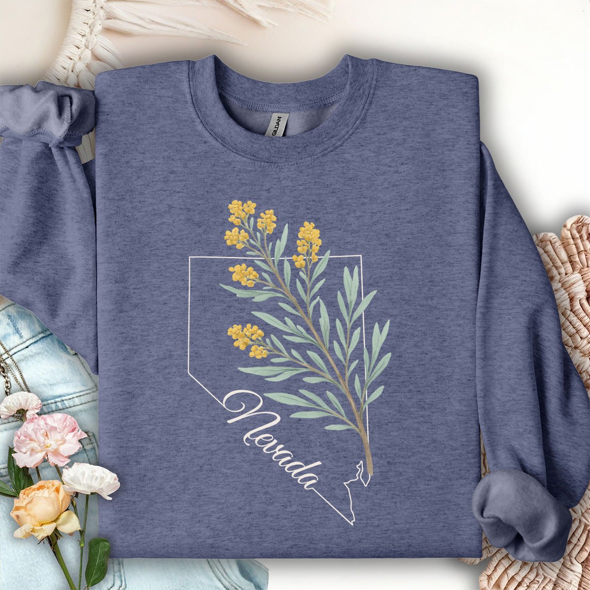 Nevada State Flower Sweatshirt - Sagebrush
