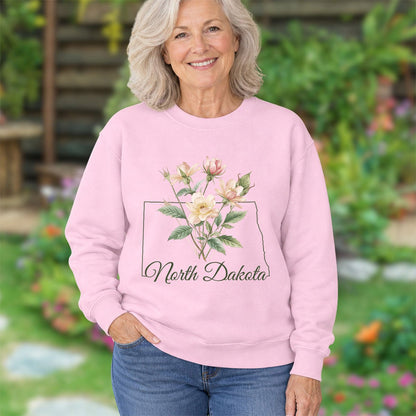 North Dakota State Flower Sweatshirt - Wild Prairie Rose