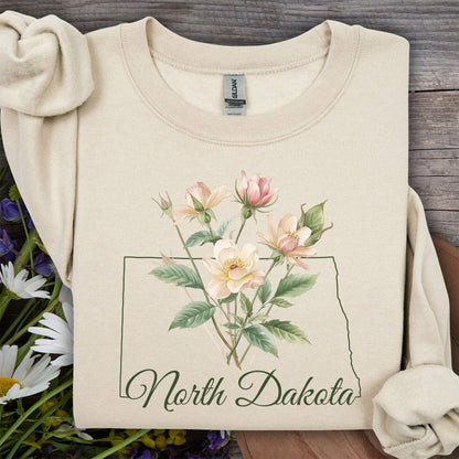 North Dakota State Flower Sweatshirt - Wild Prairie Rose
