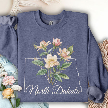 North Dakota State Flower Sweatshirt - Wild Prairie Rose