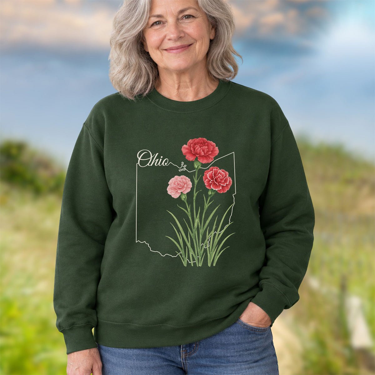Ohio State Flower Sweatshirt - Scarlet Carnation