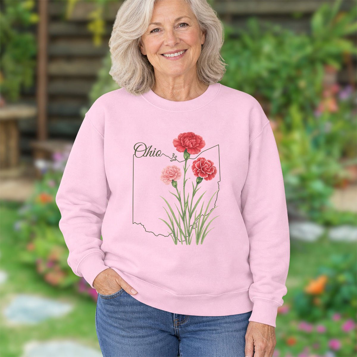 Ohio State Flower Sweatshirt - Scarlet Carnation