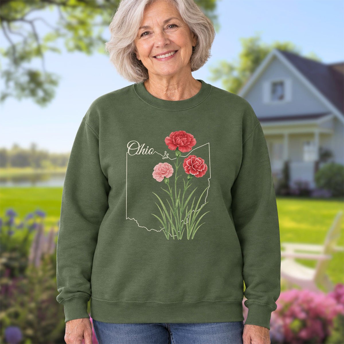 Ohio State Flower Sweatshirt - Scarlet Carnation