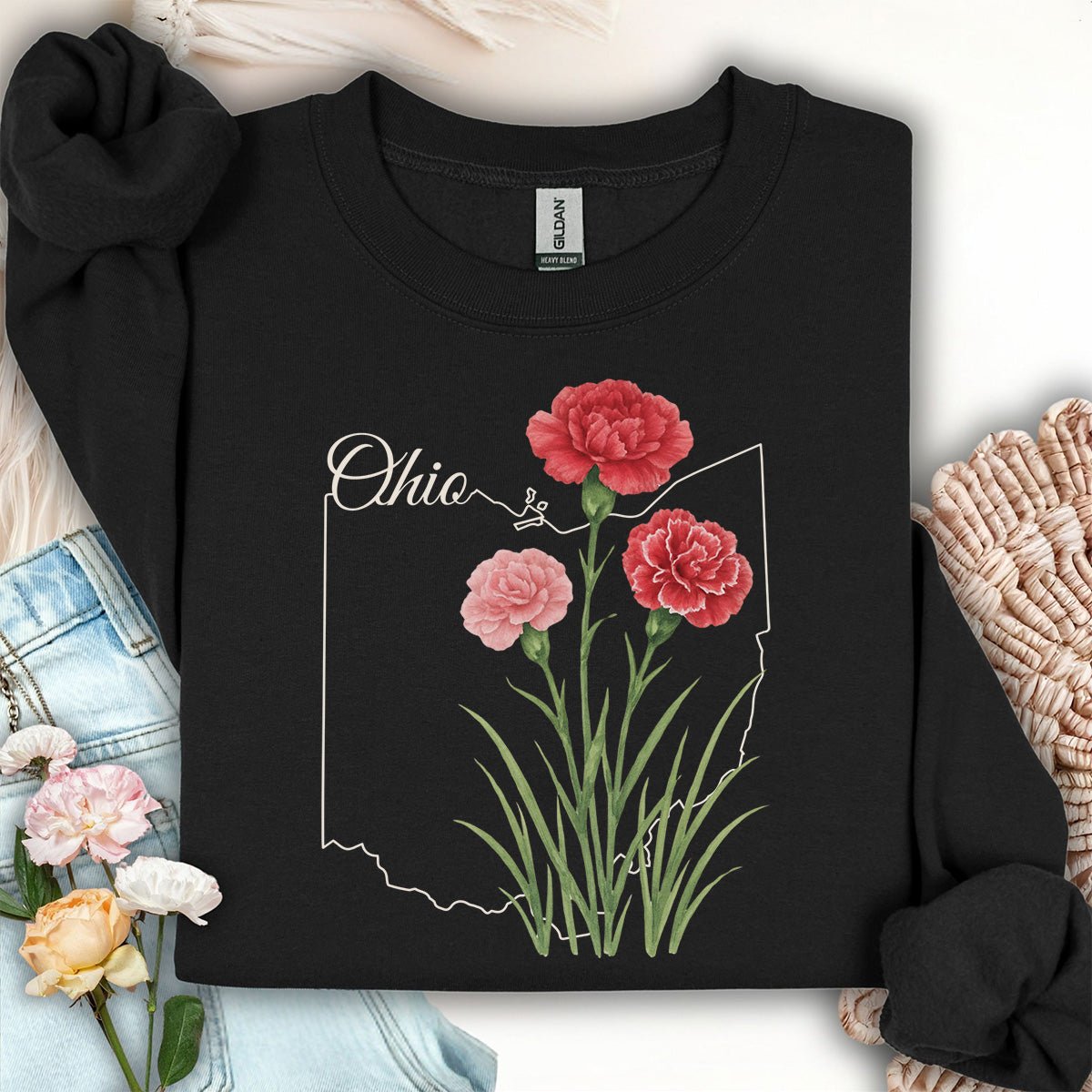 Ohio State Flower Sweatshirt - Scarlet Carnation