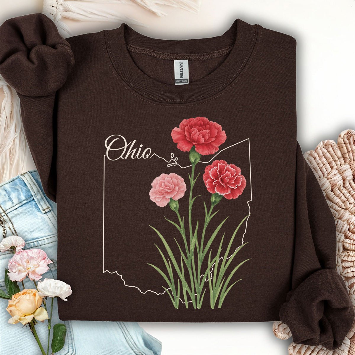 Ohio State Flower Sweatshirt - Scarlet Carnation
