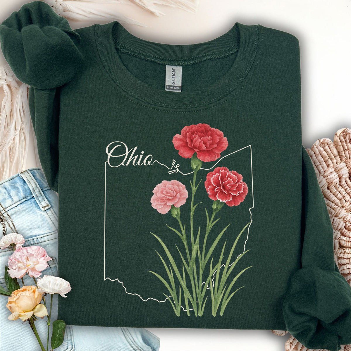 Ohio State Flower Sweatshirt - Scarlet Carnation
