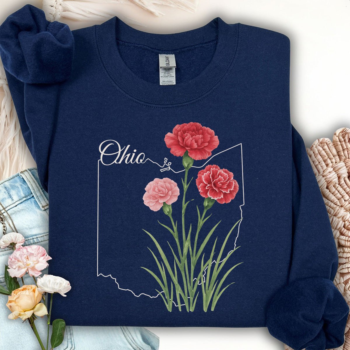 Ohio State Flower Sweatshirt - Scarlet Carnation