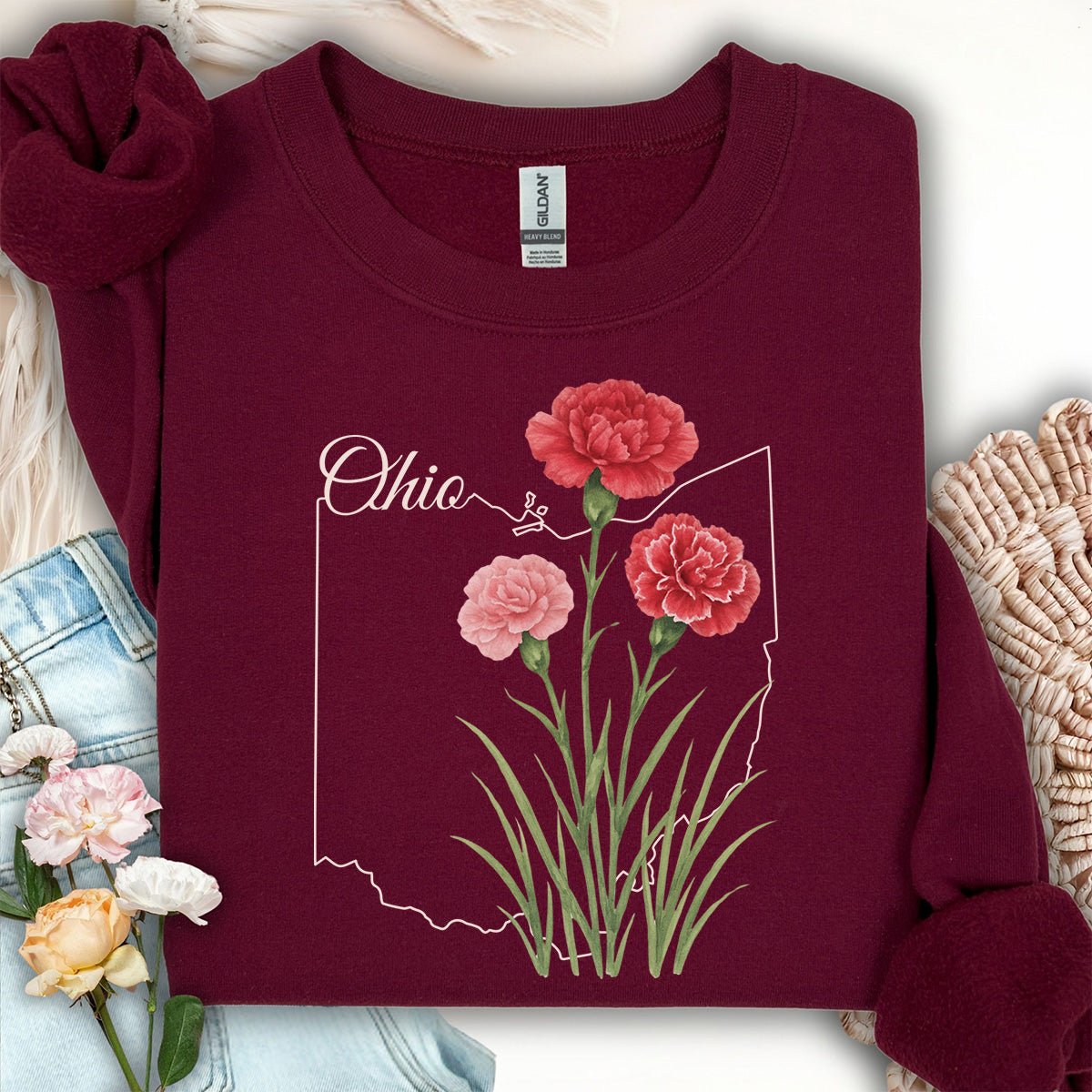 Ohio State Flower Sweatshirt - Scarlet Carnation