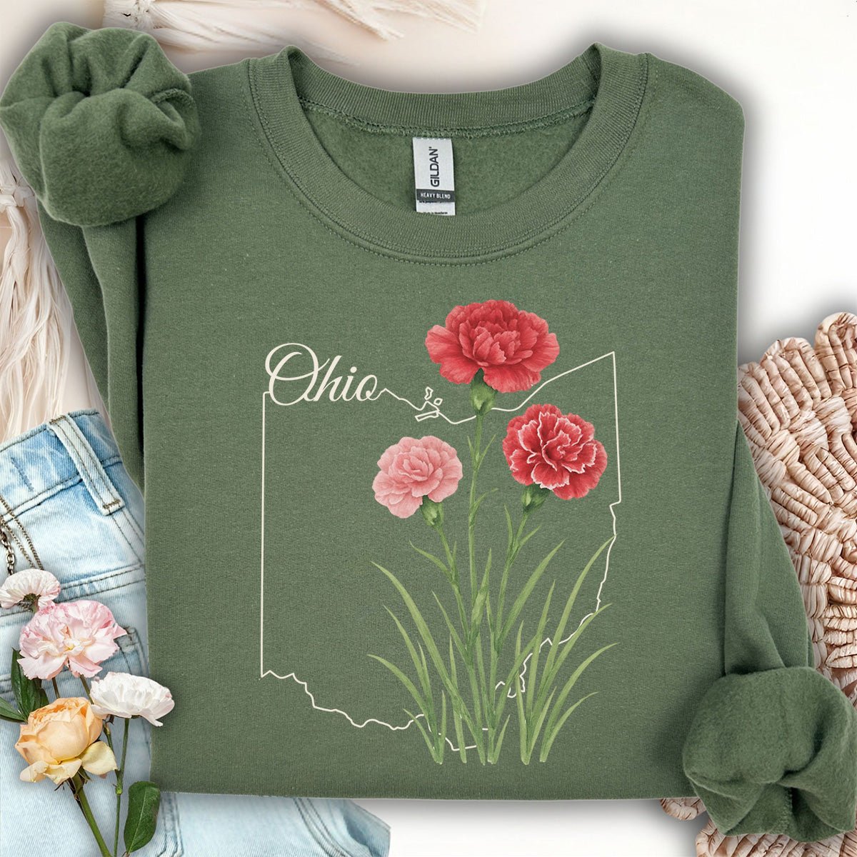 Ohio State Flower Sweatshirt - Scarlet Carnation