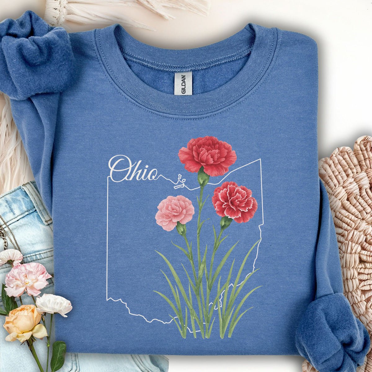 Ohio State Flower Sweatshirt - Scarlet Carnation