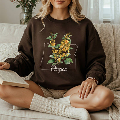 Oregon State Flower Sweatshirt - Orange Grape Blossom