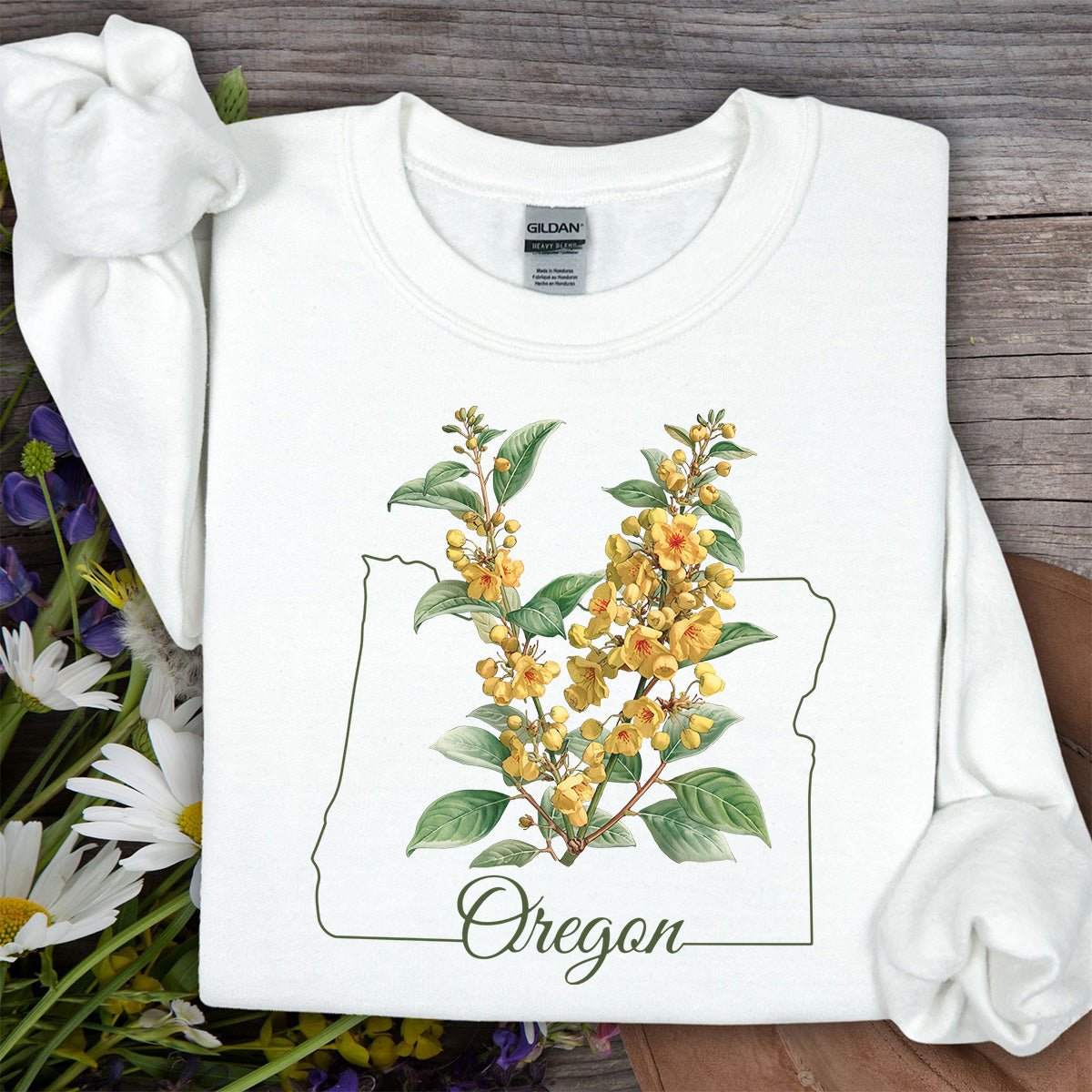 Oregon State Flower Sweatshirt - Orange Grape Blossom