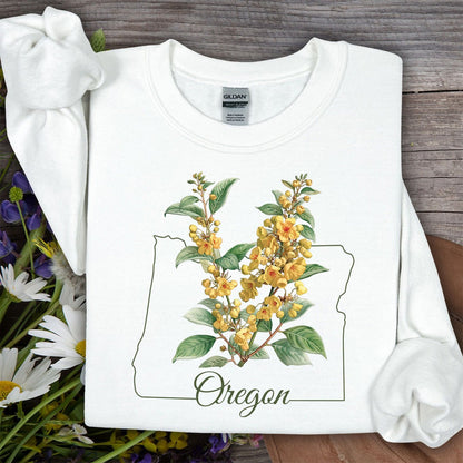 Oregon State Flower Sweatshirt - Orange Grape Blossom