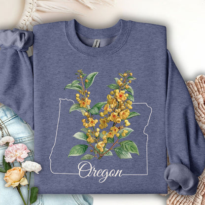 Oregon State Flower Sweatshirt - Orange Grape Blossom