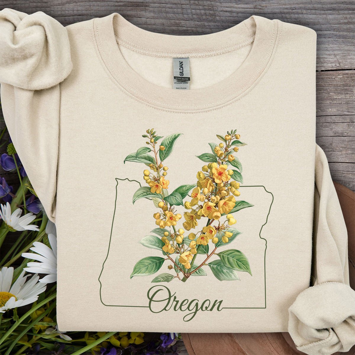 Oregon State Flower Sweatshirt - Orange Grape Blossom