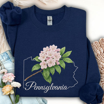 Pennsylvania State Flower Sweatshirt - Mountain Laurel