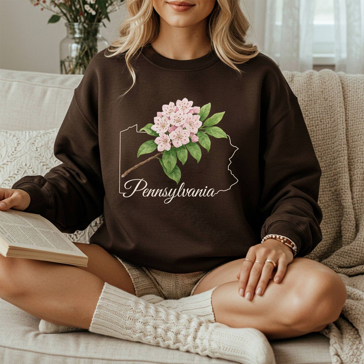 Pennsylvania State Flower Sweatshirt - Mountain Laurel