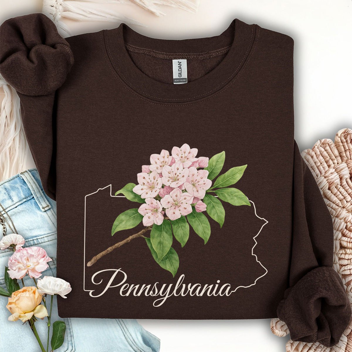 Pennsylvania State Flower Sweatshirt - Mountain Laurel