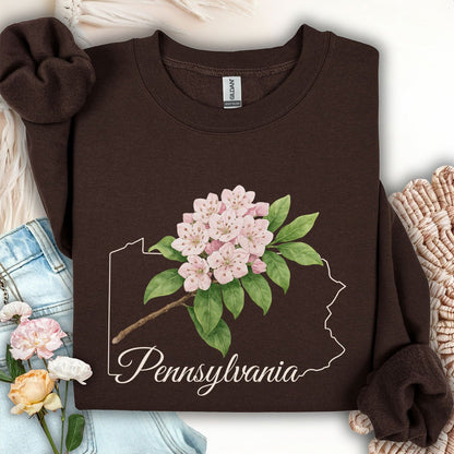 Pennsylvania State Flower Sweatshirt - Mountain Laurel