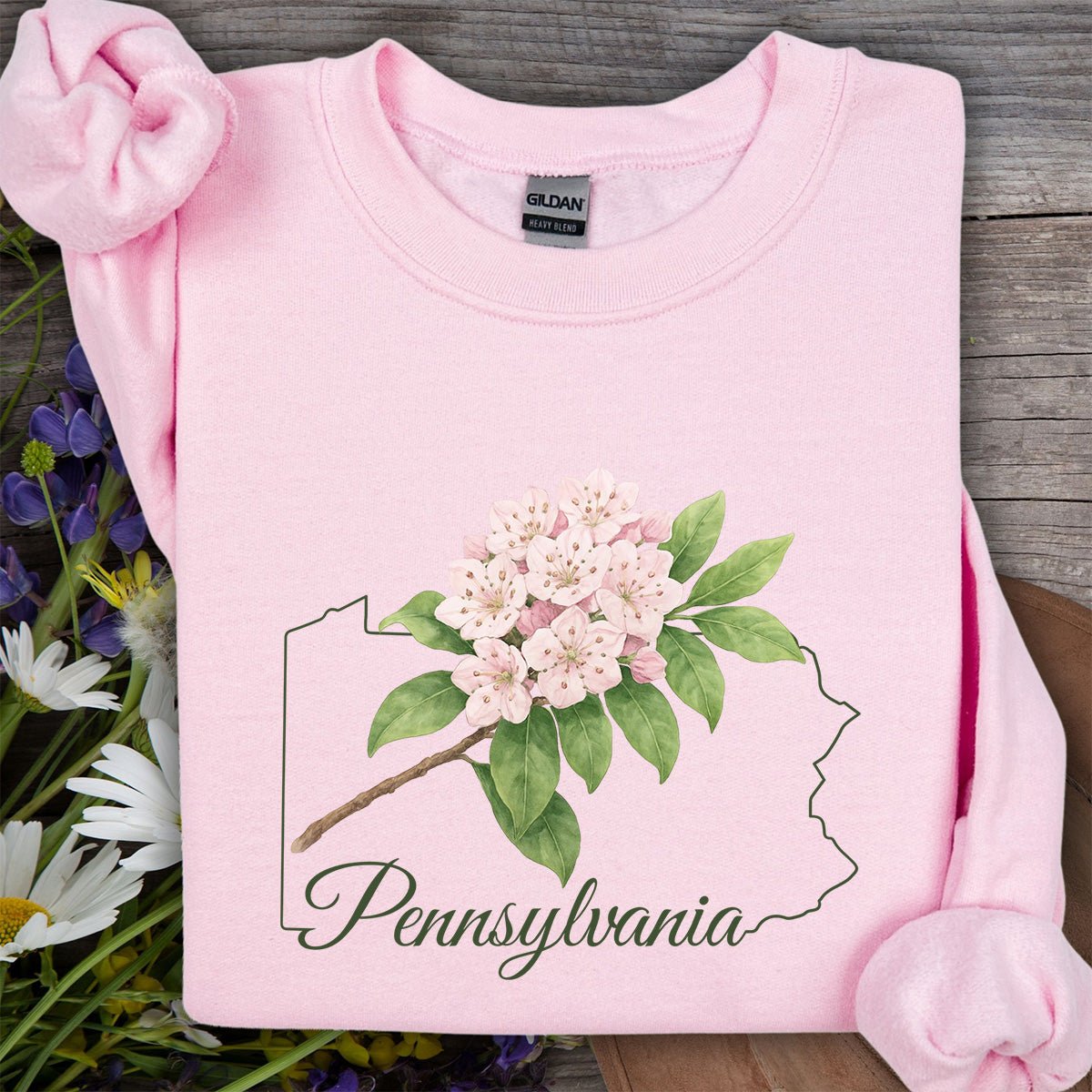 Pennsylvania State Flower Sweatshirt - Mountain Laurel