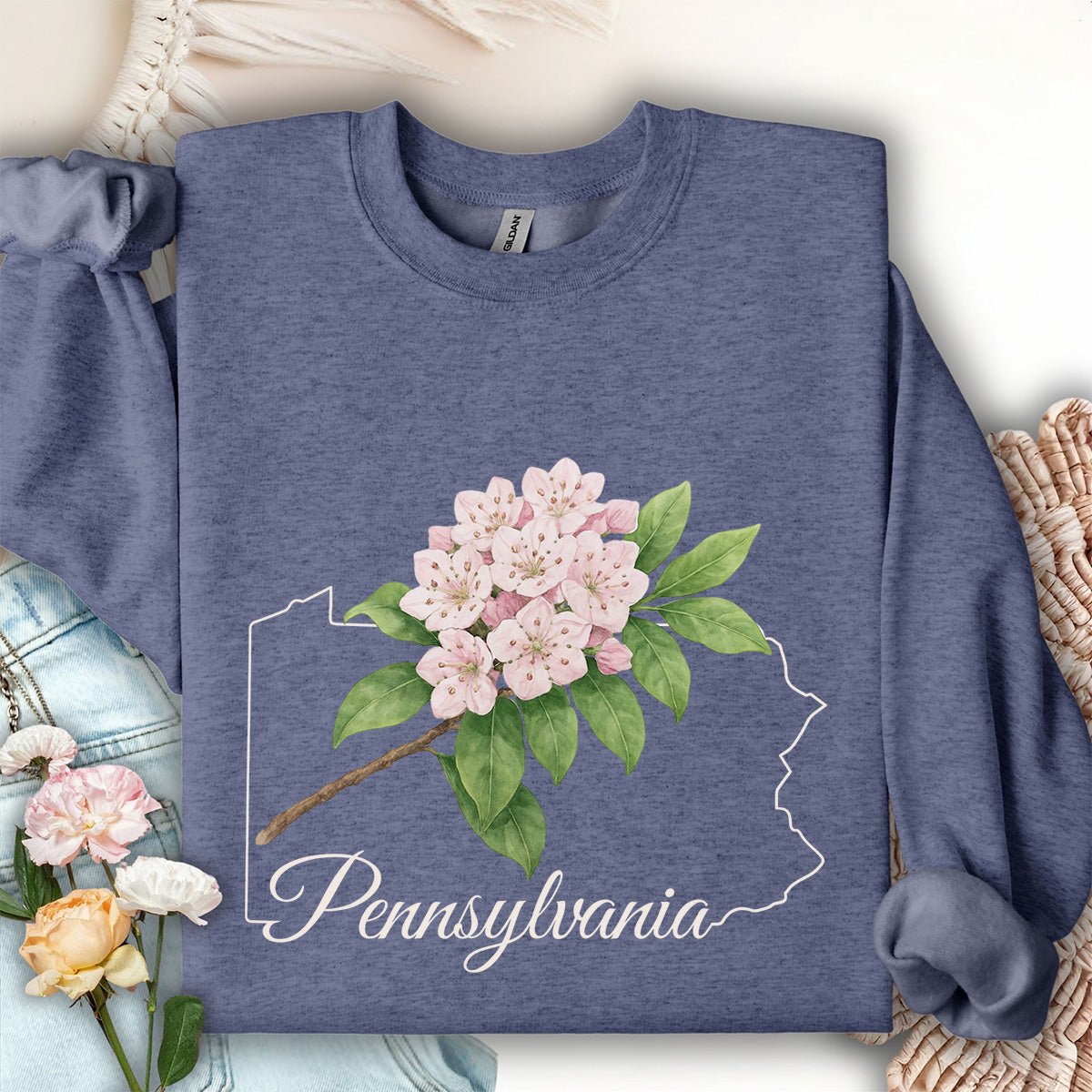 Pennsylvania State Flower Sweatshirt - Mountain Laurel