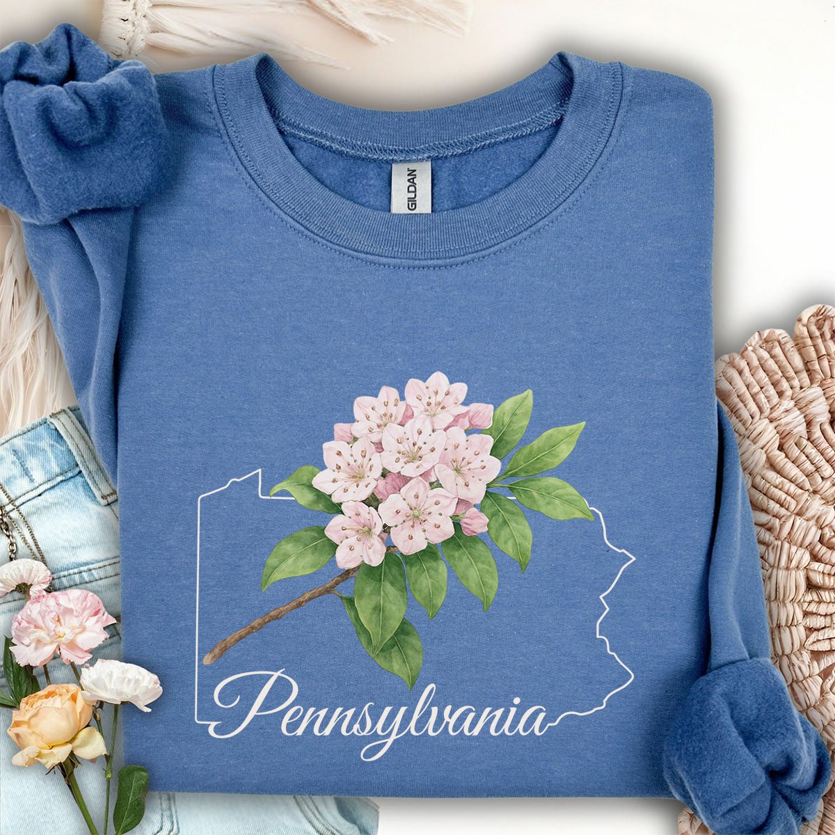 Pennsylvania State Flower Sweatshirt - Mountain Laurel