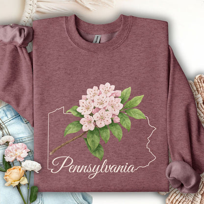 Pennsylvania State Flower Sweatshirt - Mountain Laurel