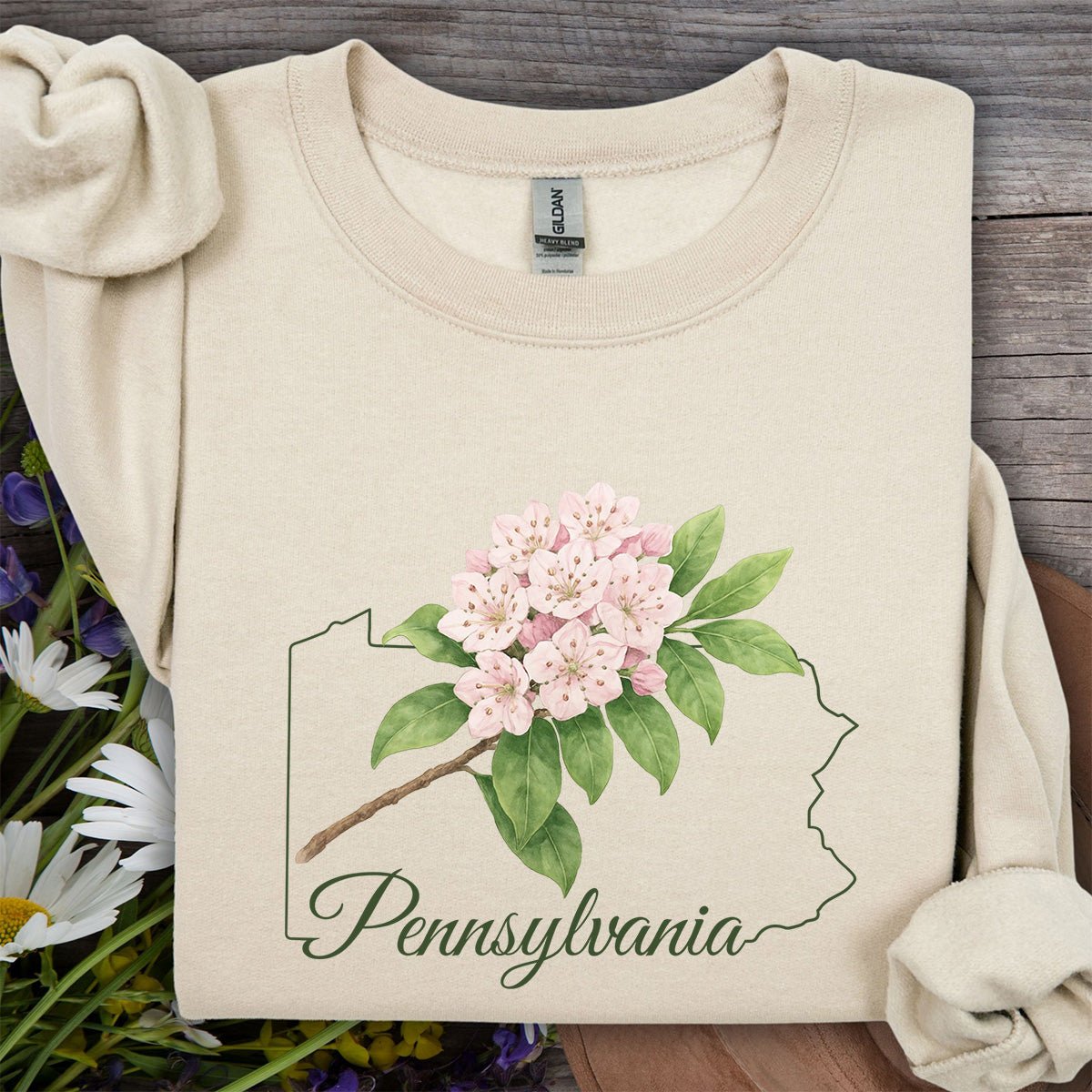 Pennsylvania State Flower Sweatshirt - Mountain Laurel
