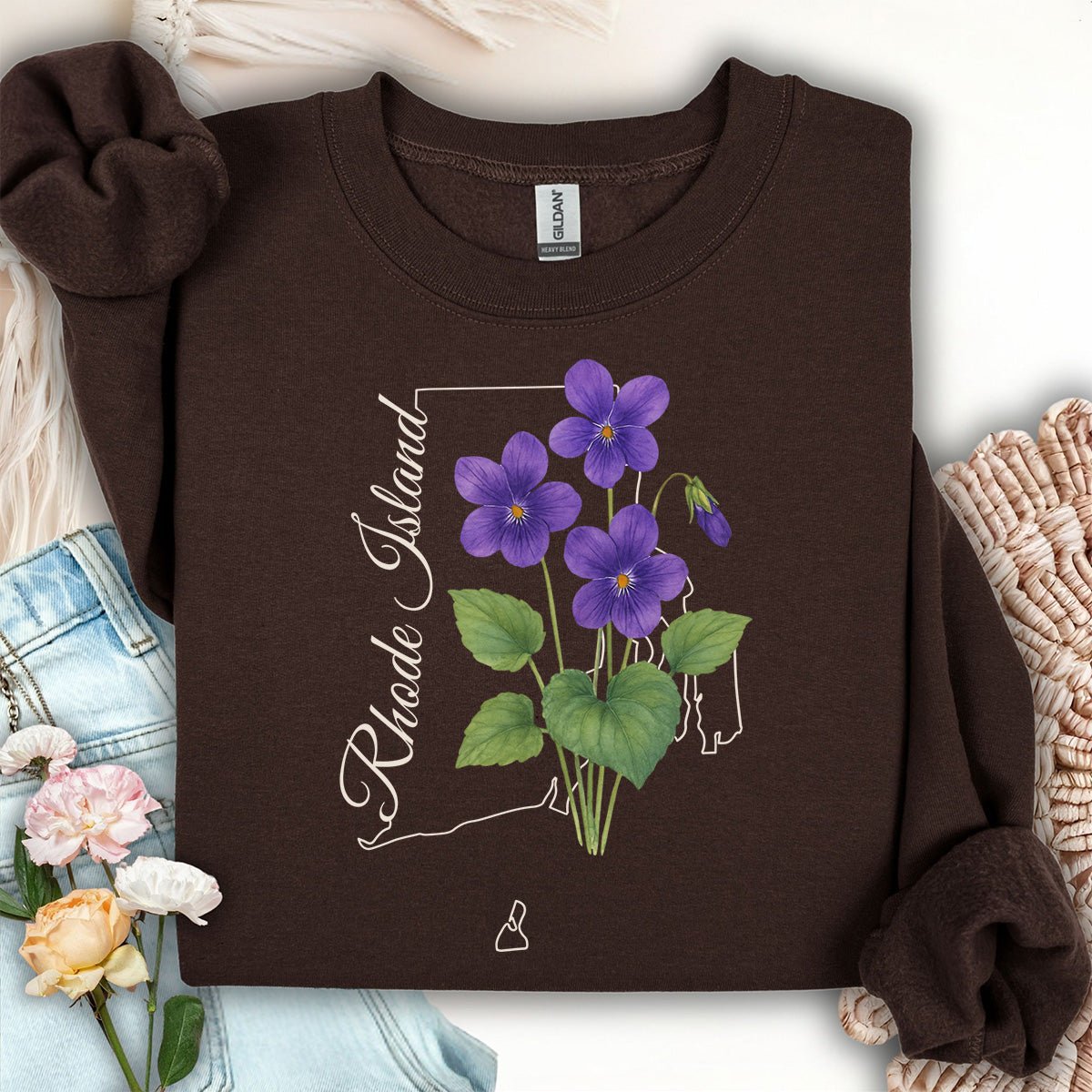 Rhode Island State Flower Sweatshirt - Common Violet