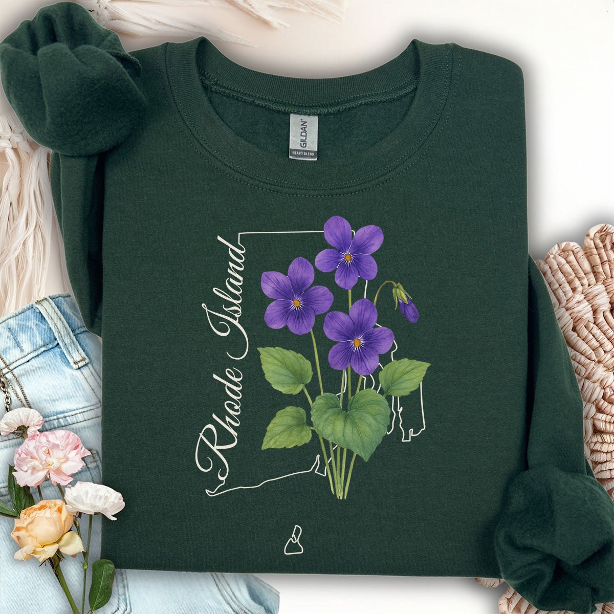 Rhode Island State Flower Sweatshirt - Common Violet