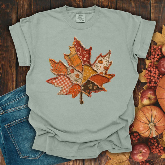 Faux Patchwork Autumn Leaf T-Shirt