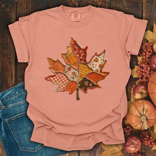 Faux Patchwork Autumn Leaf T-Shirt