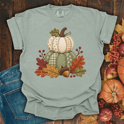 Faux Patchwork Pumpkin Harvest T-Shirt