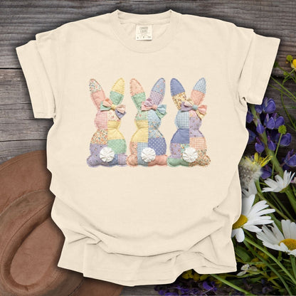 Faux Patchwork Easter Bunny Trio T-Shirt