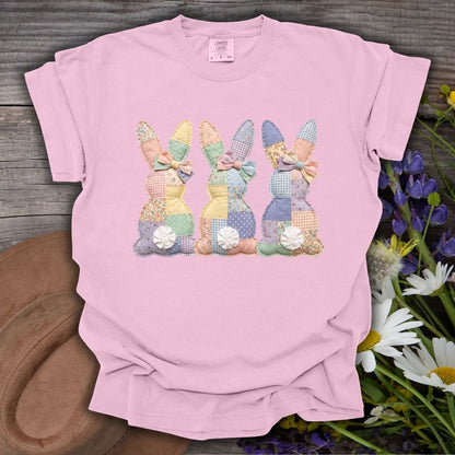 Faux Patchwork Easter Bunny Trio T-Shirt