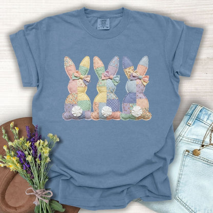 Faux Patchwork Easter Bunny Trio T-Shirt