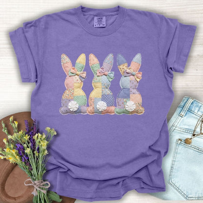 Faux Patchwork Easter Bunny Trio T-Shirt