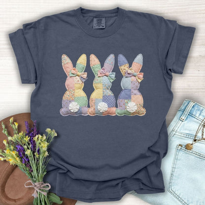 Faux Patchwork Easter Bunny Trio T-Shirt
