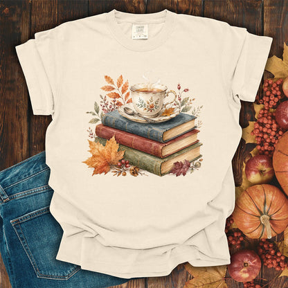 Autumn Cozy Books & Teacup T-Shirt