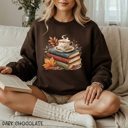 Autumn Cozy Books & Teacup Sweatshirt