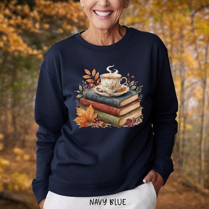 Autumn Cozy Books & Teacup Sweatshirt