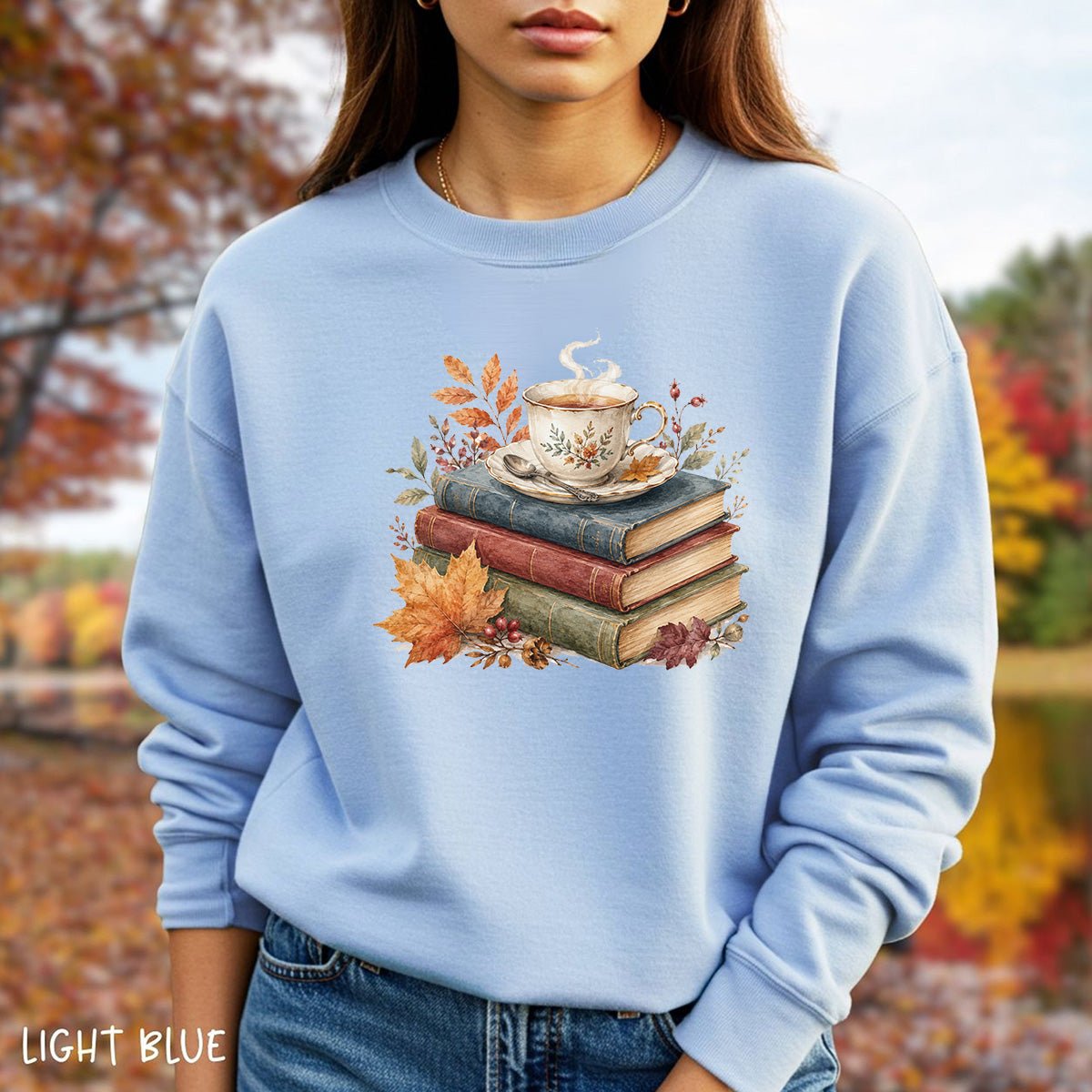 Autumn Cozy Books & Teacup Sweatshirt